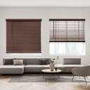 DEZ FURNISHINGS Cordless 2" Signature Faux Wood Blind, 35" W x 48" H, Bark Brown