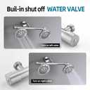 Dual Shower Head Adapter with Build-in Shut Off Valve - Combo for Rain & Handheld Shower Heads - G1/2 Connection - Brushed Nickel