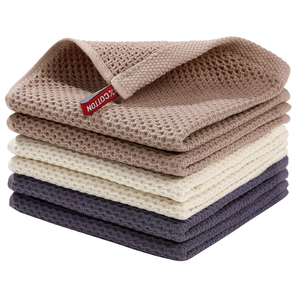 Homaxy 100% Cotton Waffle Weave Kitchen Dish Cloths 6-Pack, Mixed Color | 12 x 12 Inches, Ultra Soft Absorbent Dish Towels, Quick Drying Dish Rags with Hanging Loop