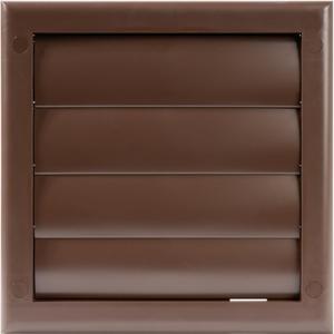 Plastic 4" Brown Air Vent Cover with Mounting Neck - Frame Size 7.5 x 7.5 Inches - Dryer Vent Cover - Exterior Exhaust Vent with Shutters - Air Vent - Outdoor Home Ventilation Systems