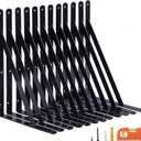 12-Pack 18 Inch Heavy Duty Shelf Brackets, Thicken Wall Bracket for Garage Floating Storage Shelves, Black Powder-Coated Steel
