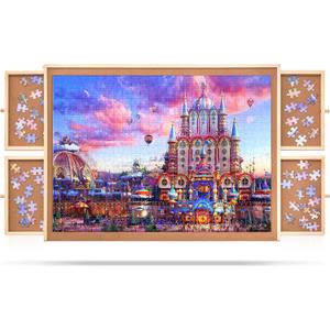 1000 Pieces Puzzle Board with 4 Drawers and Cover, 22"x30" Wooden Jigsaw Puzzle Table for Adults, Portable Puzzle Organizer & Storage System, Birthday Gift for Mom