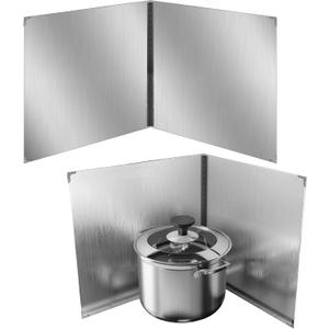 2 PCS Bifold Grease Splatter Guard, 16 x 16 Inches Stainless Steel Splatter Shield, Foldable Oil Splash Guard, Backsplash for Stove Frying Pan, Oil Splash Board, Easy Clean, Kitchen Wall Protection