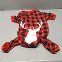Dog Christmas Pajamas Buffalo Plaid with Reindeer Print Pet Onesie Pet Pjs Super Soft and Stretchy Dog Pajamas Large Sized Dogs(L)