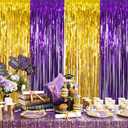 LOLStar Graduation Party Decoration, 2 Pack Purple and Gold 3.3x6.6 ft Foil Fringe Curtains, Tinsel Backdrop, Graduation Photo Booth Prop Streamer Backdrop for Class of 2026, Prom and Grad Party Decor