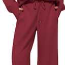 Casly Lamiit Women's 2 Piece Outfits Lounge Set 2025 Oversized Half Zip Sweatshirt Wide Leg Sweatpant Set Sweatsuit Tracksuit, S