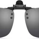 Polarized Clip-on Flip Up Metal Clip Rimless Sunglasses for Prescription Glasses (Black)