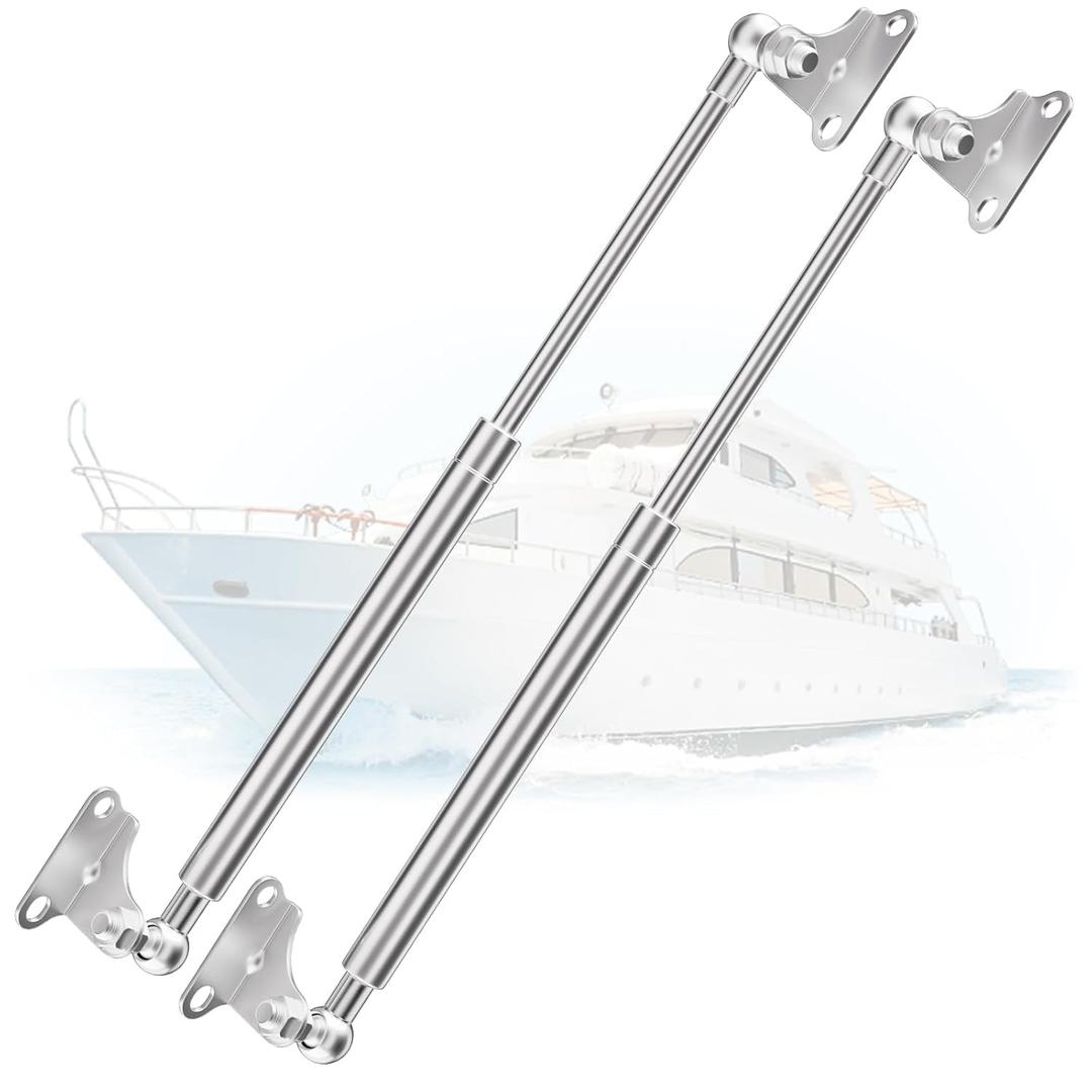 ARANA Stainless Gas Struts 20 inch 150lbs, Marine Gas Struts 20 inch 667N with Brackets, Hydraulic Lift Support Hinges for Heavy Duty Door Cabinet Boat Lid(Fits 120-165 lbs Lid), 2 Pcs