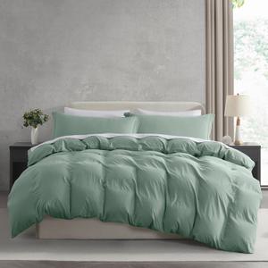 Nestl Sage Green California King Duvet Cover Sets - Soft Prewashed Cal King Duvet Cover, 3 Piece, with Zipper Closure, 1 Duvet Cover 104x98 inches and 2 Pillow Shams