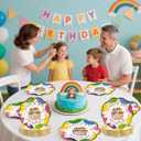 50pcs Happy Birthday Plates 7in Scalloped Colorful Candle Paper Plates Polka Dots Birthday Disposable Rainbow Dots Tableware for Home Brunch Birthday Decorations Party Baby Shower Favors 50