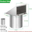 6 Inch Hooded Wall Vent with Screen and Damper,6 Inch Exhaust Vent Cover Cap for Outdoor Kitchen Range Hood Dryer Ventilation,Outside Wall Mount Extractor for House Air Exhaust, Stainless Steel