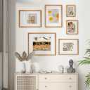 18 x 24 Poster Frame, USA-Sourced Natural Cherry Wood Picture Frame with Tempered Glass, Handcrafted Rounded Corner 18x24 Wooden Frame Matted to 16x20 Photos, Horizontal or Vertical Wall Mounting, 18x24, 1P