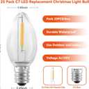 25 Pack C7 LED Replacement Christmas Light Bulbs,Clear 0.6W Energy Efficient E12 Candelabra Base,Shatterproof Warm White 2700K for Christmas Trees,Holiday String Decorations, Patio, Garden,Halloween