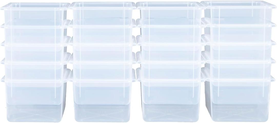 Wood Designs Cubby Storage Bin, Heavy Duty Plastic Containers for Kids Translucent Clear Cubby Tray Set of 20