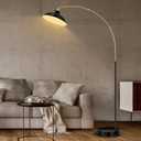Arc Floor Lamp for Living Room, Marble Base Standing Lamp - Black Gold Floor Lamps with 360 Rotatable Arm, Industrial Tall Lamp Metal Material, Reading Lamp for Bedroom Couch Sofa Desk