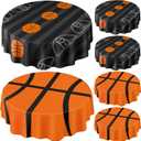 Funnymoom 6 Pack Round Basketball Tablecloth 84 Inch Plastic Basketball Party Decorations Disposable Table Cloth Washable Disposable Circle Table Cover for Birthday Party Supplies Decoration