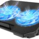 LIENS Laptop Cooling Pad with Adjustable Height Two 5.1 Inches Fan 2 USB Ports Suitable for 12"-15.6" LaptopsBlack