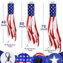 3 Pcs Large 70"+60"+40" American Windsock Heavy Duty, Memorial Day Decorations,Patriotic Fourth of July Outdoor Decor,American USA Flag Windsocks,Red White and Blue Decor for 4th of July,Outside