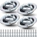 4 Pack 6-1/4" Dia Rotating Recessed D-Ring Heavy Duty Tie-Down Anchor Swivels 360 Degrees Wll 1, 800 Lbs to Secure Cargo in Semis, Trailers, Flatbeds, with Installation Accessories