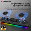 Monster SD100 Computer Speakers for Desktop PC, 28W Stereo PC Speakers with TWS Wireless Pairing, Bluetooth 6.0 & 3.5mm Aux-in PC Sound Bar, Deep Bass, Built-in Mic, for Laptop, Monitor, Gaming Setup