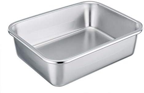 TeamFar Rectangular Cake Pan Brownie Pan, Stainless Steel Lasagna Casserole Baking Pan, 8’’x10’’x3’’, Rust Free & Non Toxic, Easy Clean & Dishwasher Safe