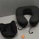 MLVOC Neck Pillow for Traveling, Upgraded 100% Pure Memory Foam Travel Neck Pillow for Airplane Flight Sleep, Breathable & Machine Washable Cover, Travel Kit with 3D Eye Mask, Earplugs & Bag, Black