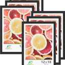 FrameWorks 12x18 mat to 11x17 Classic Wooden Picture Frames With Tempered Glass | Black | 6-Pack