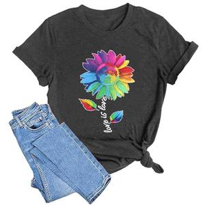 LAZYCHILD Womens Graphic Tees Sunflower Shirts Vintage Flower Graphic Tees Shirts Inspirational Tees Casual Faith Shirt Tops, S