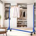 Simple Houseware Industrial Grade Z-Base Garment Rack, 500lb Load with 63 Inches Extra Long Bar, Blue