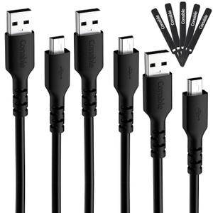 Mini USB Cable 6 FT (3-Pack), USB A to Mini B Charger Cord, Compatible with GoPro Hero 3+, PS3 Controller, Camera, Dash Cam, Texas Instruments Calculators, TI-84, MP3 Player, Garmin GPS, with 5 Ties