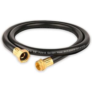 Hybrid Garden Hose 10FT - 5/8" Heavy Duty Flexible Rubber Hose with GHT Brass Fittings - UV-Resistant Leak-proof Ideal for Lawn & Outdoor Use