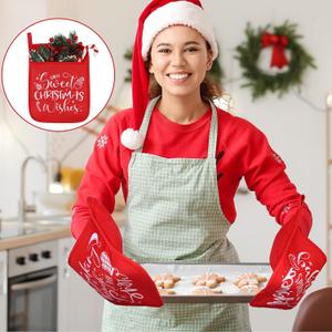 10 Pcs Pot Holders with Pocket Kitchen Hot Potholders Hot Pad Oven Mitts Cookie Bag Oven Gloves for Kitchen Gift Baking Cooking(Black/Red)