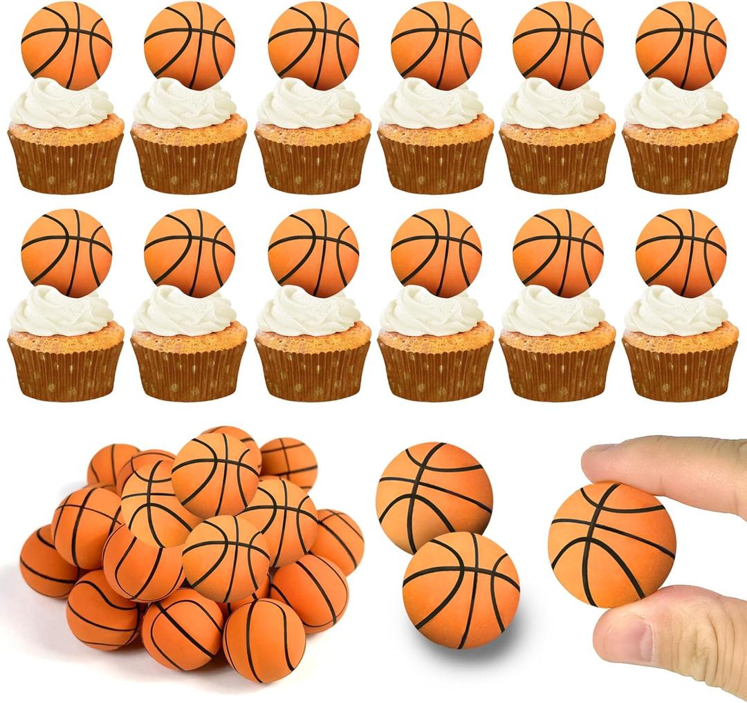 28 PCS Basketball Cake Topper Decorations Mini Cup Cake Decorations for Basketball Sport Birthday Supplies (Style 02)