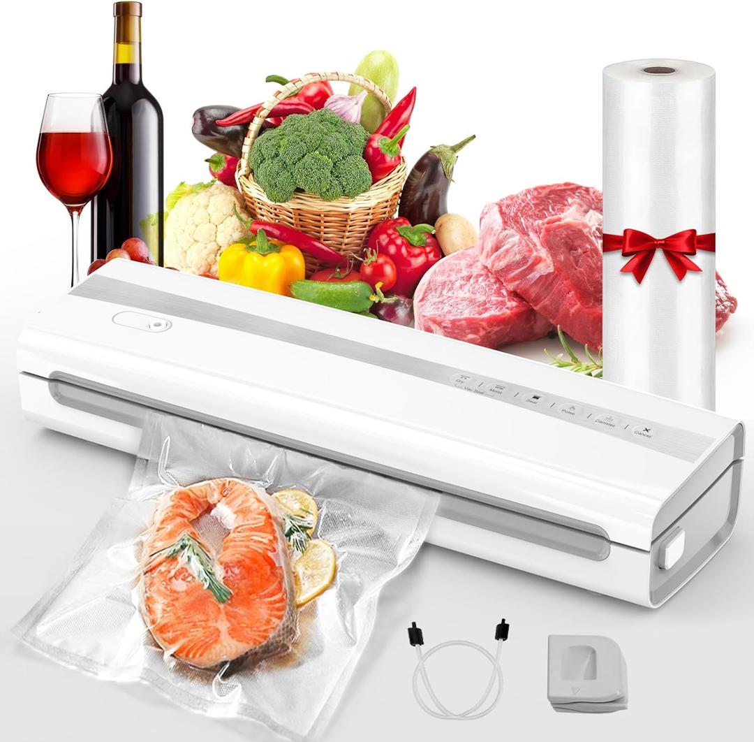 Powerful Vacuum Sealer Machine, Precision Vacuum Sealer Machine With Bag Cutter, Compact Design with 5 Meters Vacuum Seal Rolls, Dry/ Moist Compact Full Automatic Food Sealer