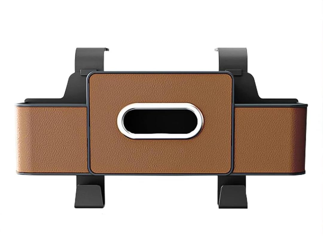 Seeyoo Car Back Seat Organizer with Drink Holders and Storage Durable PU Leather with Hooks and Tissue Box - Keep Your Car Tidy and Organized-brown
