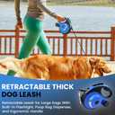 Best Dog Supplies Retractable Thick Dog Leash for S, M, Large Dogs with Bag Dispenser and Flashlight, 26ft/8M for Dogs up to 110lbs Pet Leash One Button Break Retractable Color - Blue
