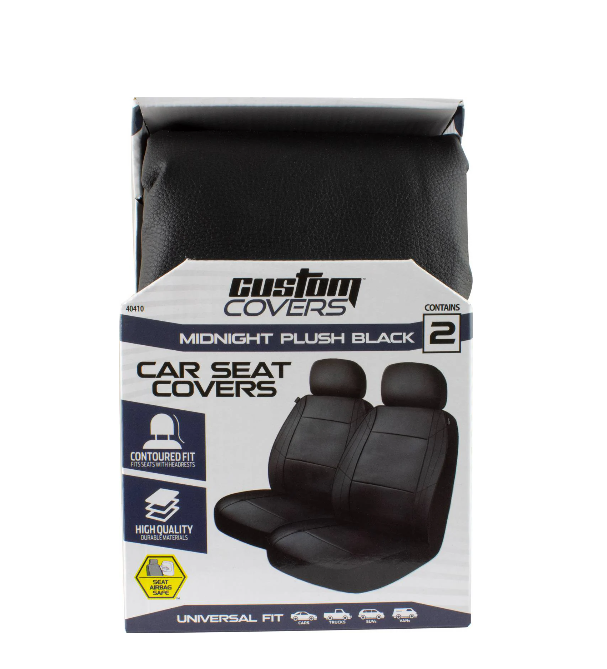 Custom Accessories Black Bucket Low Back Seat Cover, 2 Pcs 