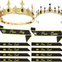 Ferreve 12 Pcs Prom King Queen Crowns Set with Sashes Prom Court Crown Tiara Sash for 2026 Graduation Party Cosplay