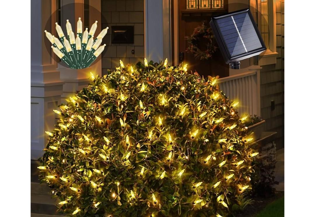Christmas Net Lights Outdoor Mesh Light Solar Christmas Lights Decorations Outdoor for Garden, Yard, 5.9Ft*5.9Ft, Length 9.84 Ft