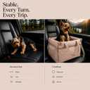 Dog Booster Car Seat for Small Dogs, Stable Non-Slip Design Up to 35 lbs, Water-Resistant PU Travel Carrier with Headrest Straps, Built-in Tether & Storage — Gray