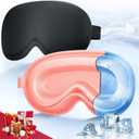 2 Pack 3D Cooling Gel Eye Mask - Reusable Cold Sleep Mask, Eyes Ice Pack with Hot & Cold Compress Therapy for Puffiness, Dark Circles, Dry Eyes, Headaches and Stress Relief (Black/Pink,2 Pack)
