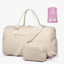 Duffle Bag for Travel, Weekender Bag with Shoe Compartment, Carry On Overnight Bag for Women with Toiletry Bag, Gym Bag with Wet Pocket, Hospital Bags for Labor and Delivery Beige