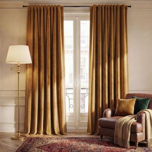 NICETOWN Gold Brown Blackout Velvet Curtains 108 inches Long, Rod Pocket & Back Tab Thermal Insulated Noise Reducing Window Treatments for Living Room, 2 Panels, W52 x L108