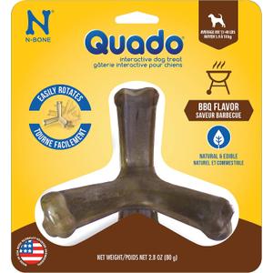 2 x N-Bone Quado Interactive Treat, BBQ Flavor, Medium, 2.8oz
