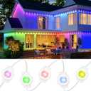 VCOKEN Permanent Outdoor Lights, 111FT with Smart 72 RGB LED Light for House & Outdoor Decor, DIY Scene Mode, IP65 Waterproof Eaves Lighting with App Control Remote for Christmas and Holiday Decor