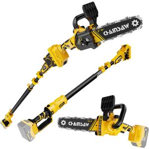2-in-1 Cordless Pole Saw, 8 Inch Brushless Pole Chainsaws Compatibility with DEWALT 20V MAX Battery, 8 lb Lightweight, Auto Oiling, 14.8 FT MAX Extension Pole Saws for Tree Trimming(No Battery)