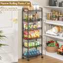 6 Tier Slim Rolling Storage Cart, Narrow Mobile Shelving Unit Organizer Utility Cart with Wheels, Metal Wire Storage Rack with Baskets for Kitchen, Bathroom, Laundry & Living Room, 10in(W) Black