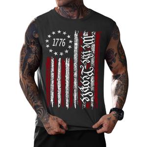 Mainfini Men American Flag Tank Top Muscle Graphic Gym Workout USA Sleeveless Tee Shirts (S-3XL) (S)