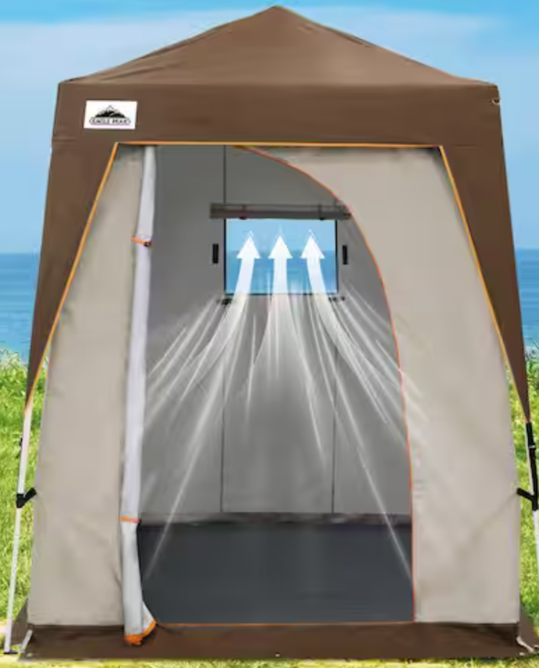 EAGLE PEAK 6x6 Pop Up privacy Tent, Outdoor Portable Changing Room with Ground Mat, Outdoor Camping Bathroom Toilet Shower Tent with Carrying Bag Shelters 6x6 Base 5x5 Top