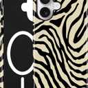 Jusy Compatible with MagSafe Zebra Case for iPhone 17, Cute Aesthetic Zebra Magnetic Phone Case, Soft TPU and Hard PC Protective Phone Cover for Women Girls(Matte)- Beige